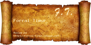 Forrai Timur névjegykártya